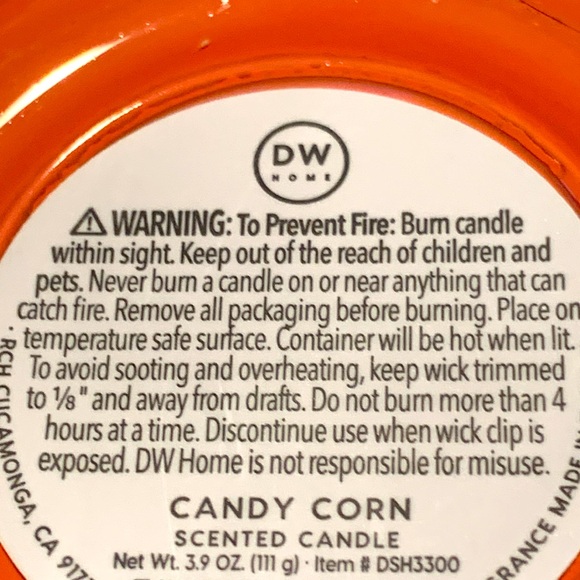 DW HOME CANDLE CANDY CORN” RICHLY SCENTED MINI 3.9 oz - Picture 5 of 5